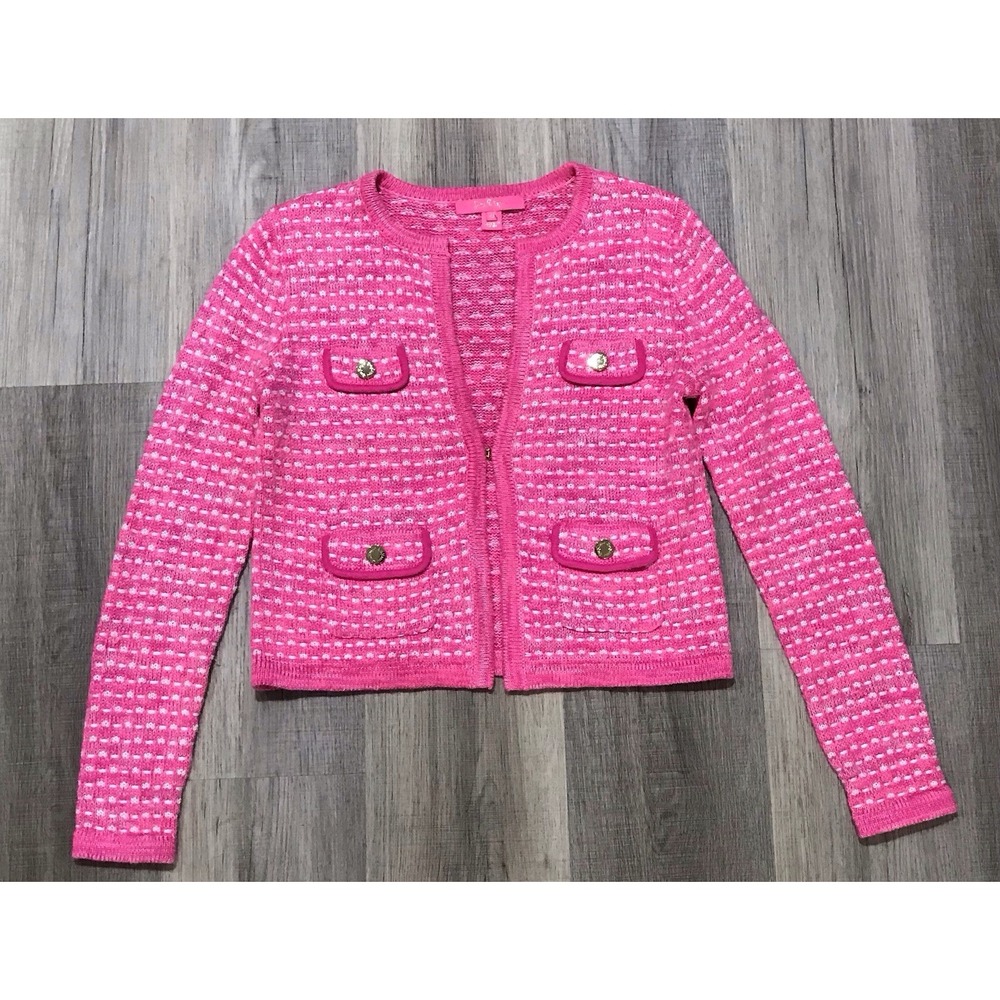 Lilly Pulitzer Women's Pink Kienna Cardigan Knit Open Sweater Size X-Small